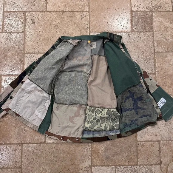 Gallery Dept Camo Print Patchwork Twill Button Up Shirt Jacket